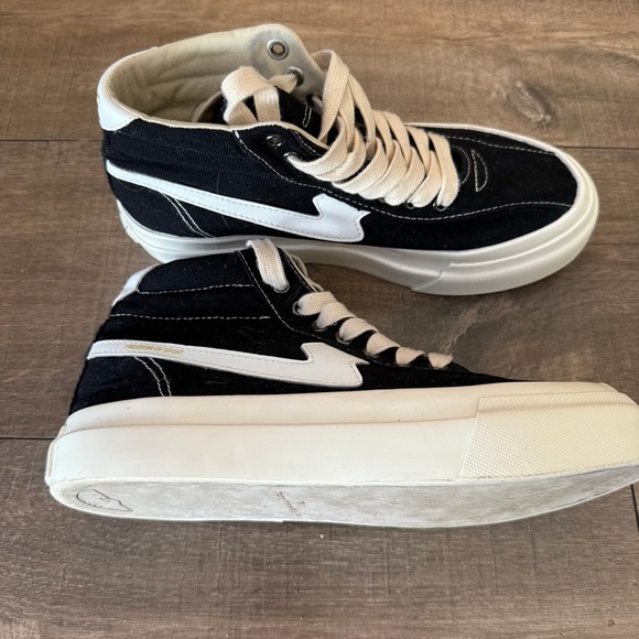 Stepney Workers Club Hi-Top Canvas Sneakers Casual Shoes Black White Sz 38 - Picture 3 of 16